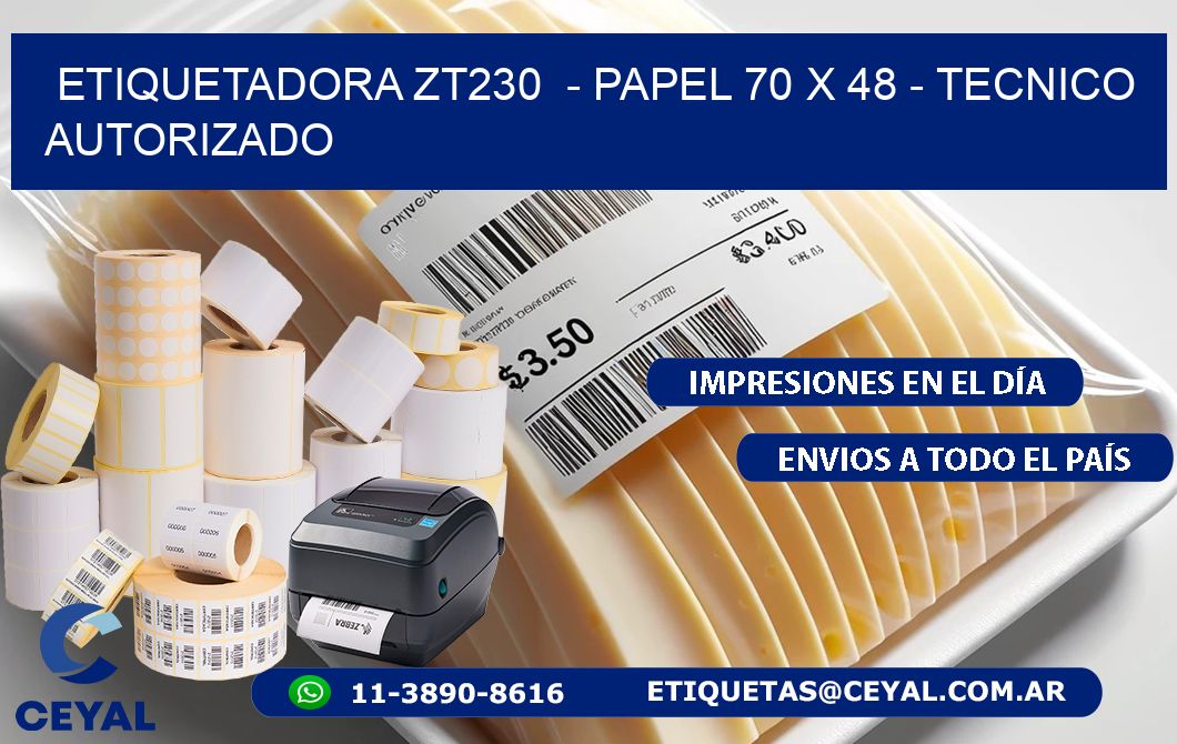 ETIQUETADORA ZT230  - PAPEL 70 x 48 - TECNICO AUTORIZADO