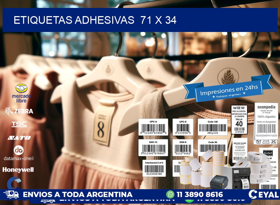ETIQUETAS ADHESIVAS  71 x 34