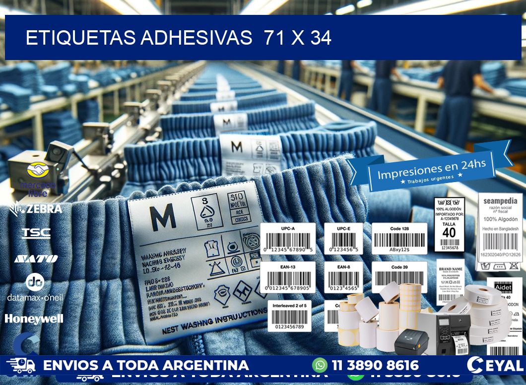 ETIQUETAS ADHESIVAS  71 x 34