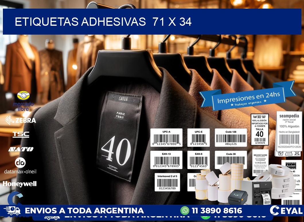 ETIQUETAS ADHESIVAS  71 x 34