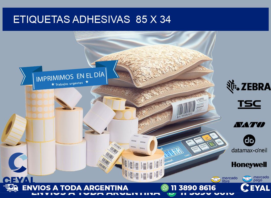 ETIQUETAS ADHESIVAS  85 x 34