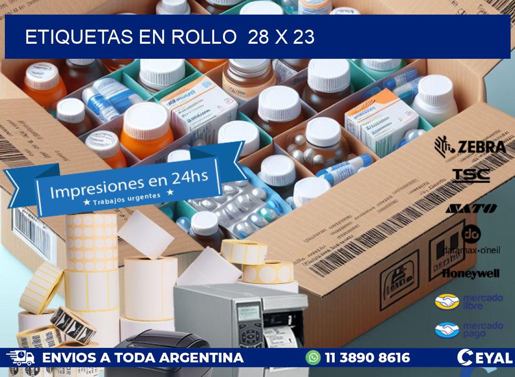 ETIQUETAS EN ROLLO  28 x 23