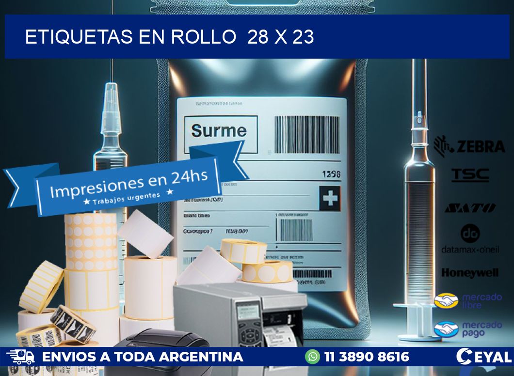 ETIQUETAS EN ROLLO  28 x 23