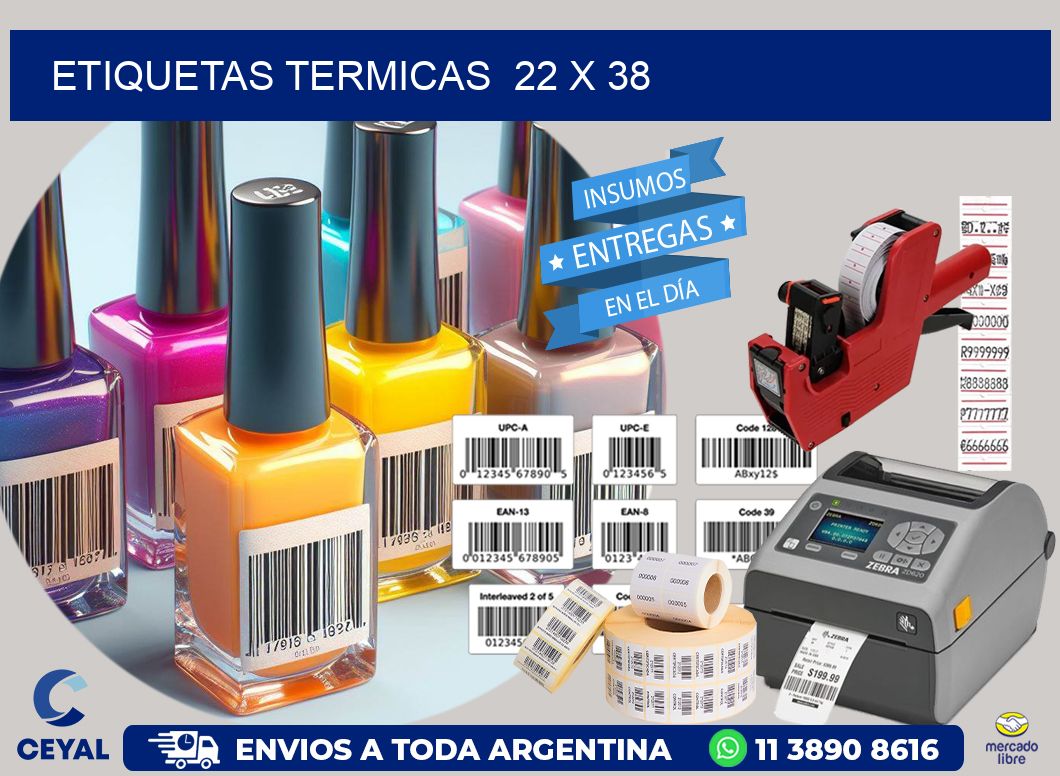 ETIQUETAS TERMICAS  22 x 38