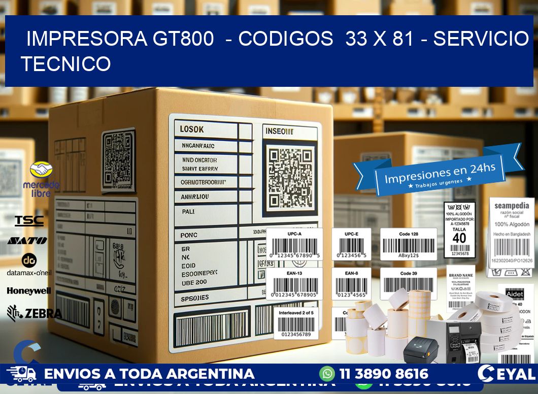 IMPRESORA GT800  - CODIGOS  33 x 81 - SERVICIO TECNICO