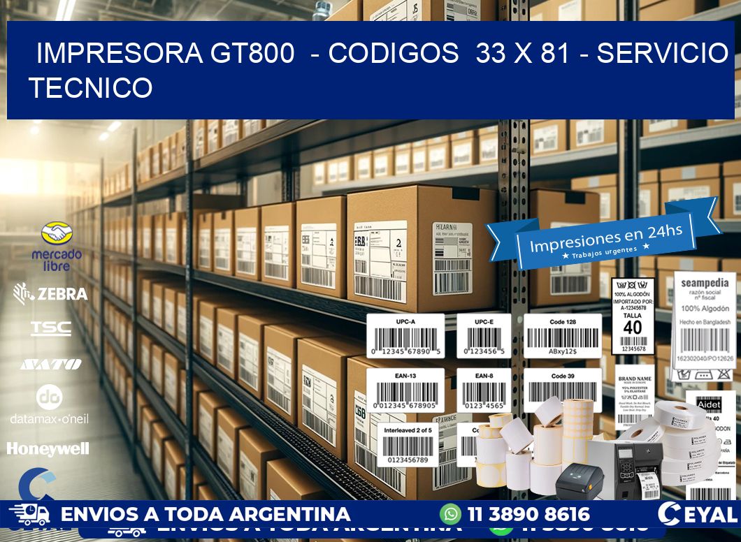 IMPRESORA GT800  - CODIGOS  33 x 81 - SERVICIO TECNICO