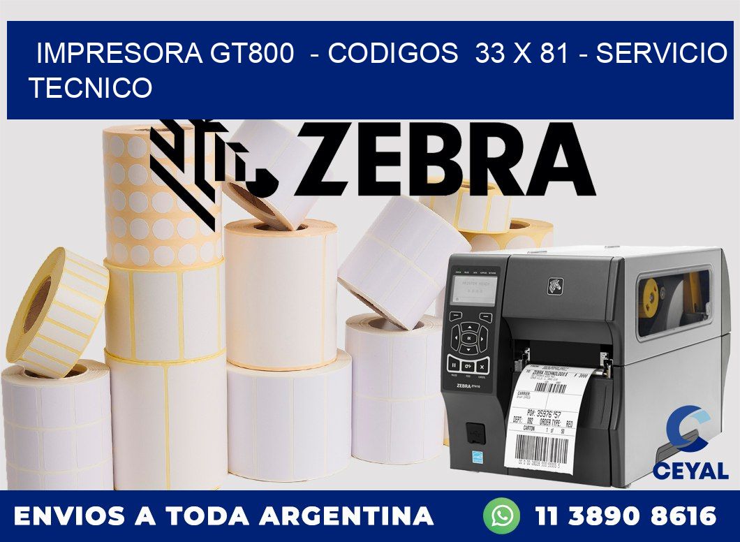 IMPRESORA GT800  - CODIGOS  33 x 81 - SERVICIO TECNICO