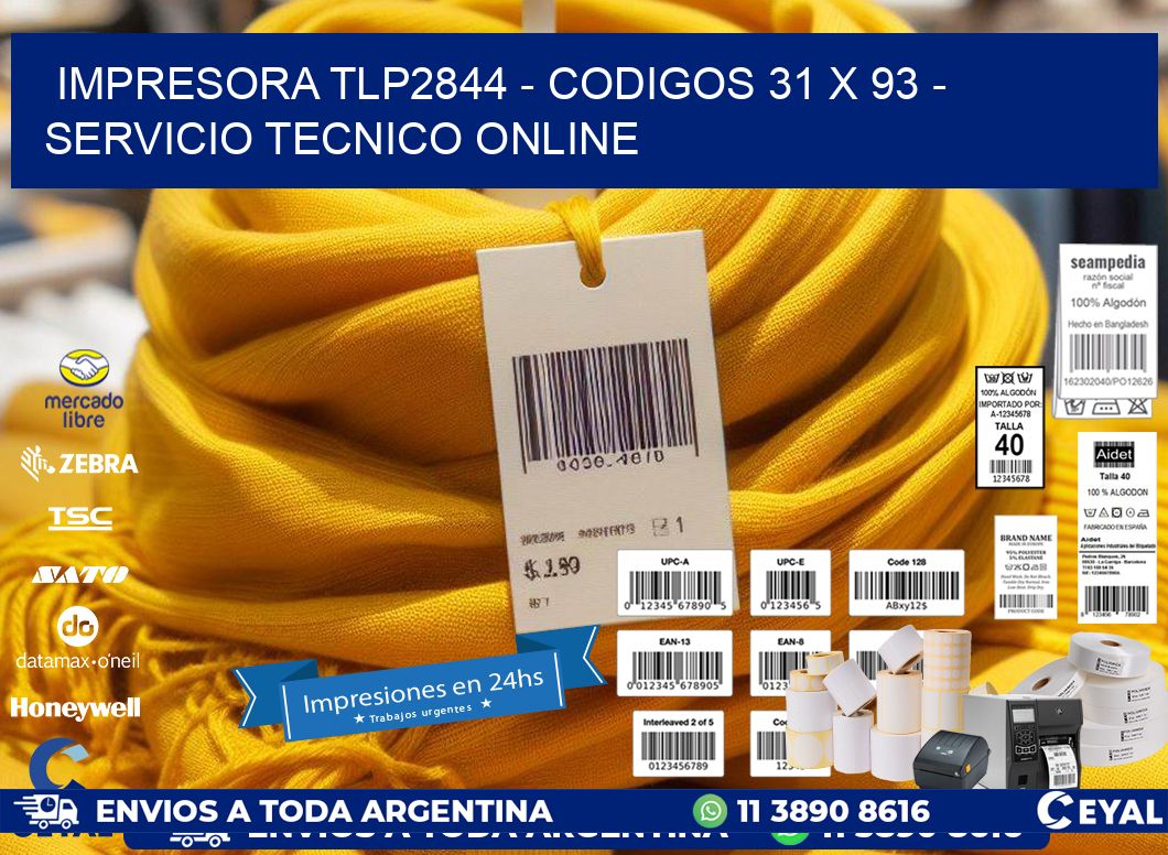 IMPRESORA TLP2844 - CODIGOS 31 x 93 - SERVICIO TECNICO ONLINE
