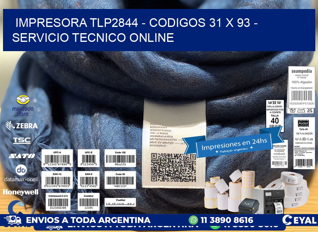 IMPRESORA TLP2844 - CODIGOS 31 x 93 - SERVICIO TECNICO ONLINE