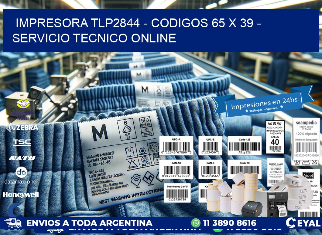 IMPRESORA TLP2844 - CODIGOS 65 x 39 - SERVICIO TECNICO ONLINE