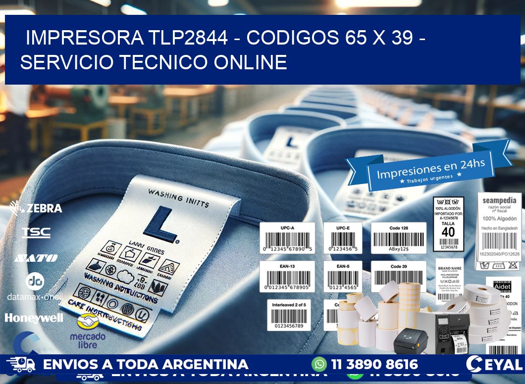 IMPRESORA TLP2844 - CODIGOS 65 x 39 - SERVICIO TECNICO ONLINE