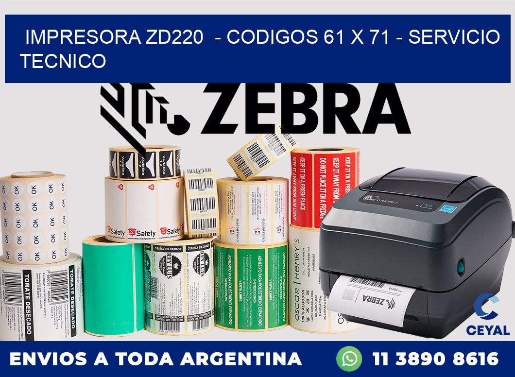 IMPRESORA ZD220  - CODIGOS 61 x 71 - SERVICIO TECNICO