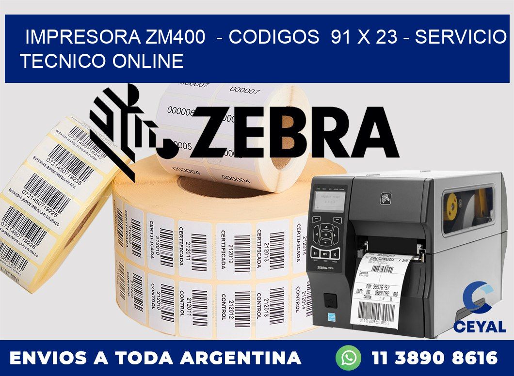 IMPRESORA ZM400  - CODIGOS  91 x 23 - SERVICIO TECNICO ONLINE