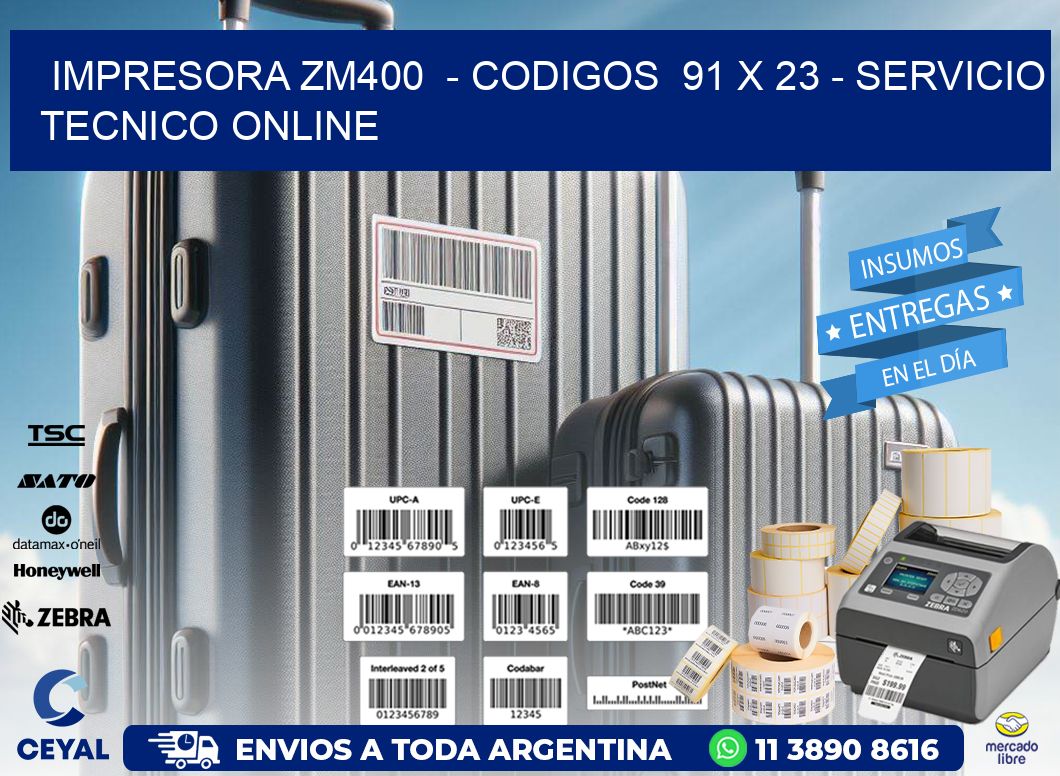 IMPRESORA ZM400  – CODIGOS  91 x 23 – SERVICIO TECNICO ONLINE