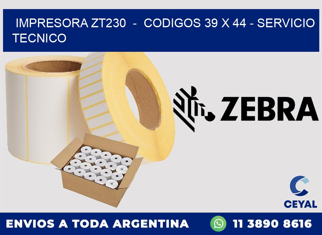 IMPRESORA ZT230  -  CODIGOS 39 x 44 - SERVICIO TECNICO