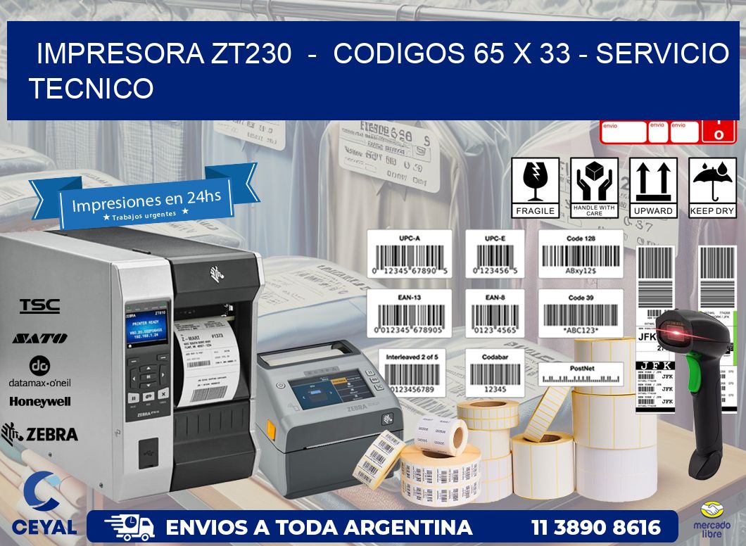 IMPRESORA ZT230  -  CODIGOS 65 x 33 - SERVICIO TECNICO