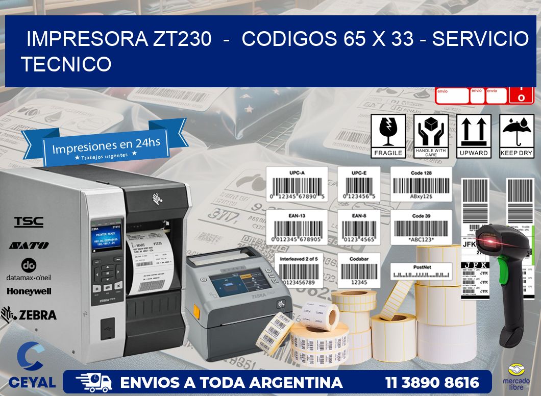 IMPRESORA ZT230  -  CODIGOS 65 x 33 - SERVICIO TECNICO