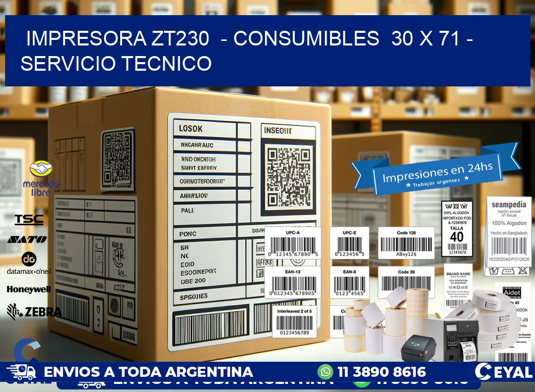 IMPRESORA ZT230  - CONSUMIBLES  30 x 71 - SERVICIO TECNICO