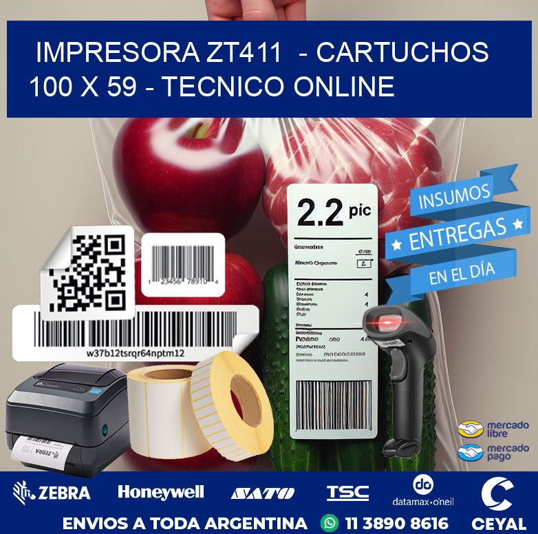 IMPRESORA ZT411  – CARTUCHOS 100 x 59 – TECNICO ONLINE