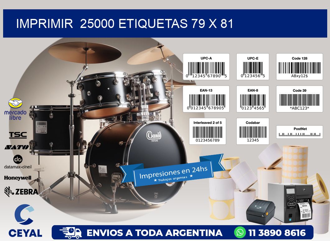 IMPRIMIR  25000 ETIQUETAS 79 x 81