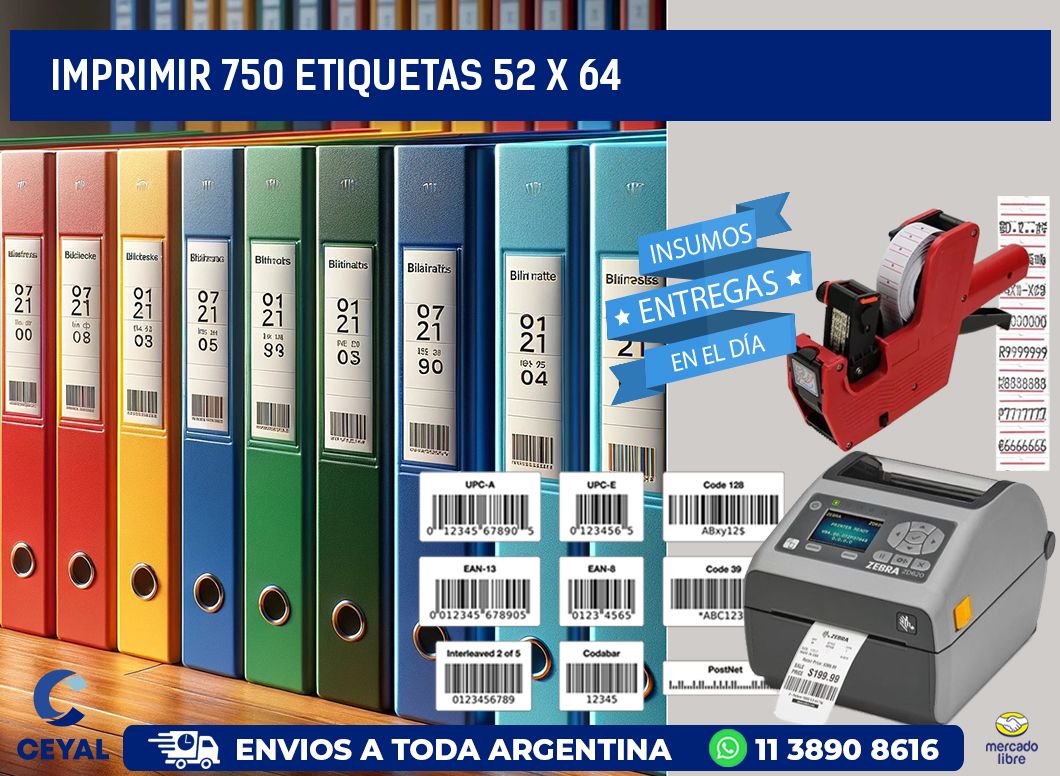 IMPRIMIR 750 ETIQUETAS 52 x 64