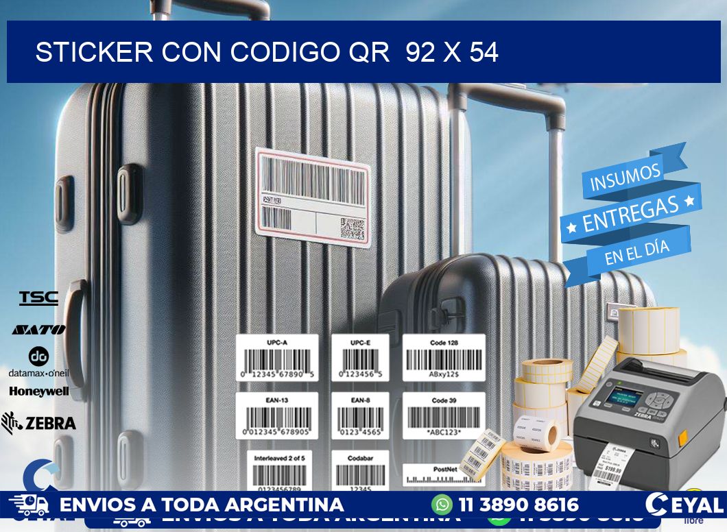 STICKER CON CODIGO QR  92 x 54