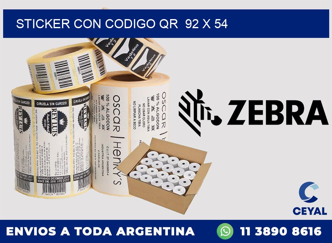 STICKER CON CODIGO QR  92 x 54