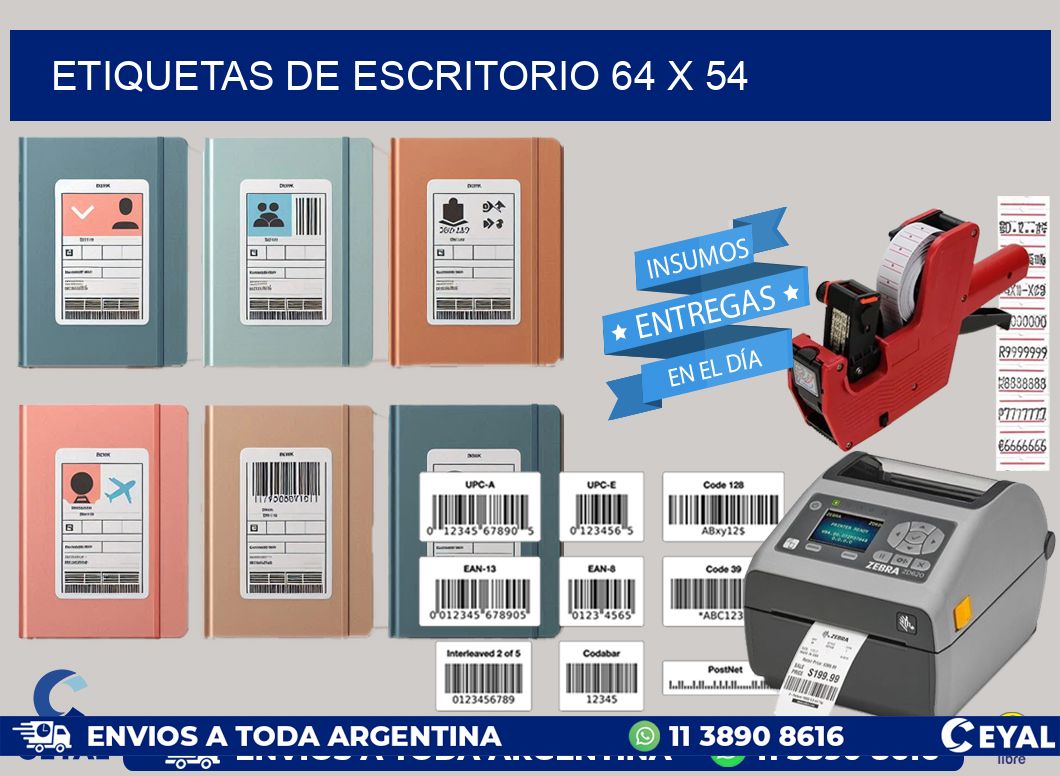 etiquetas de escritorio 64 x 54
