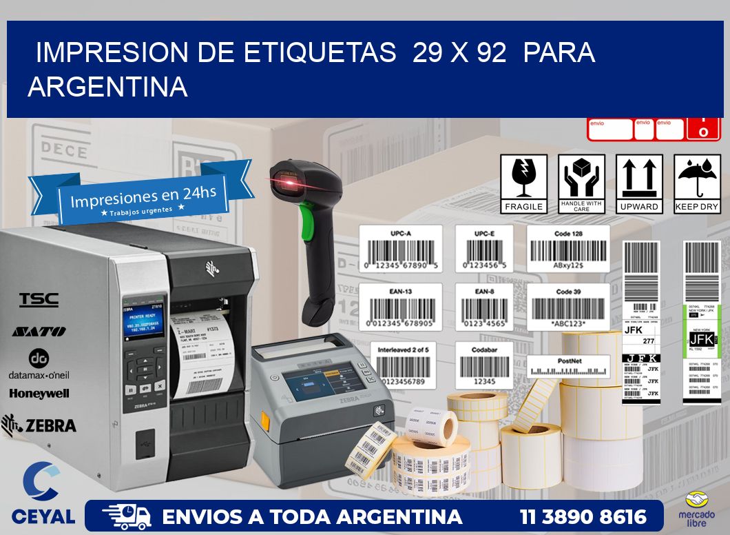 impresion de etiquetas  29 x 92  para argentina