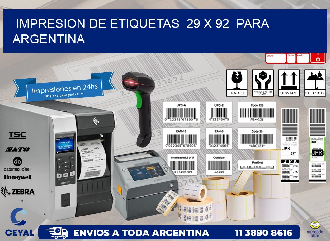 impresion de etiquetas  29 x 92  para argentina