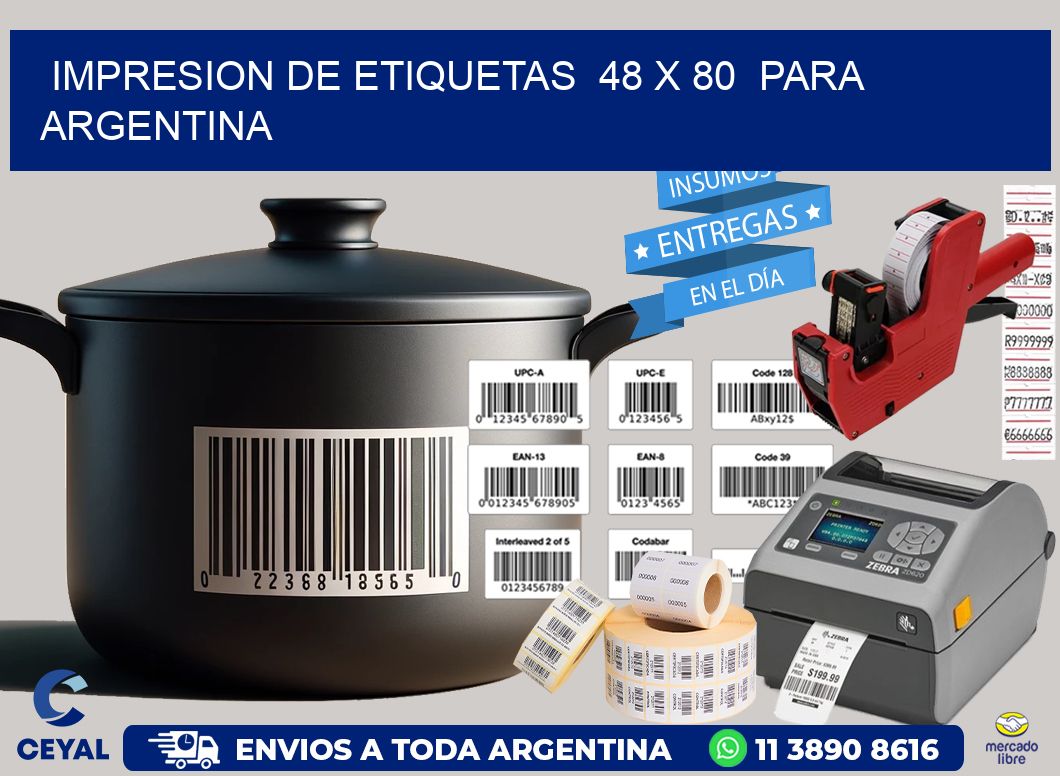 impresion de etiquetas  48 x 80  para argentina