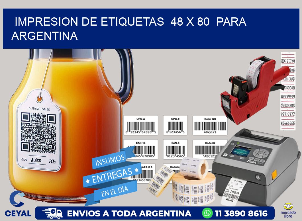 impresion de etiquetas  48 x 80  para argentina