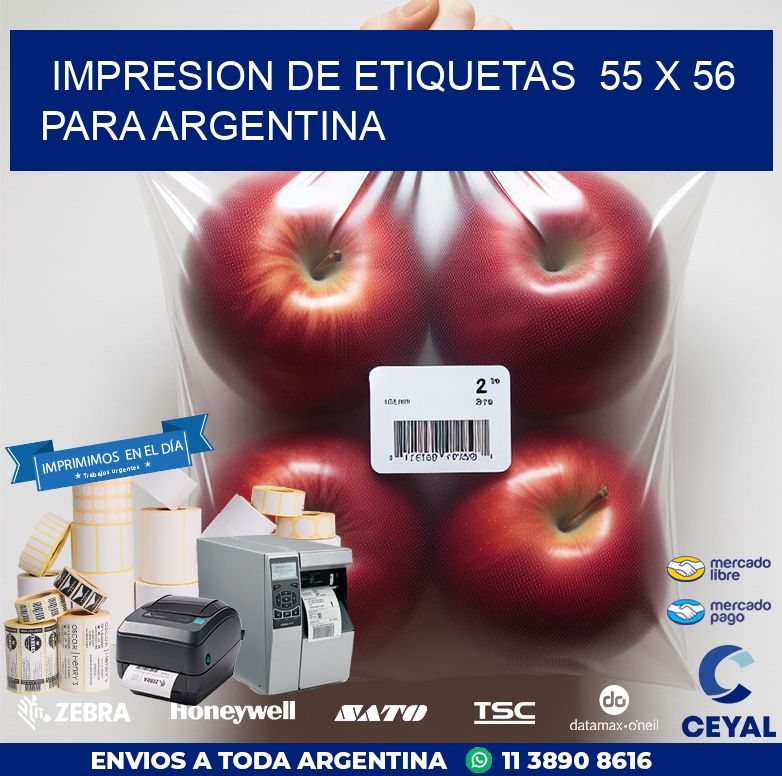 impresion de etiquetas  55 x 56  para argentina