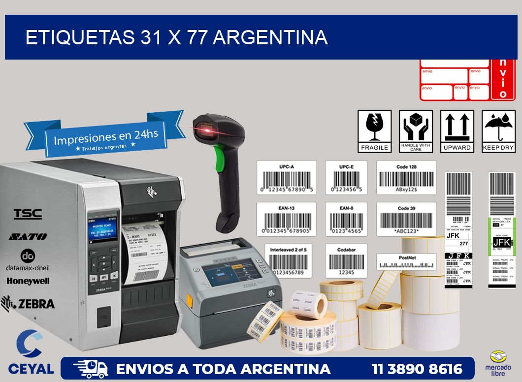 ETIQUETAS 31 x 77 ARGENTINA