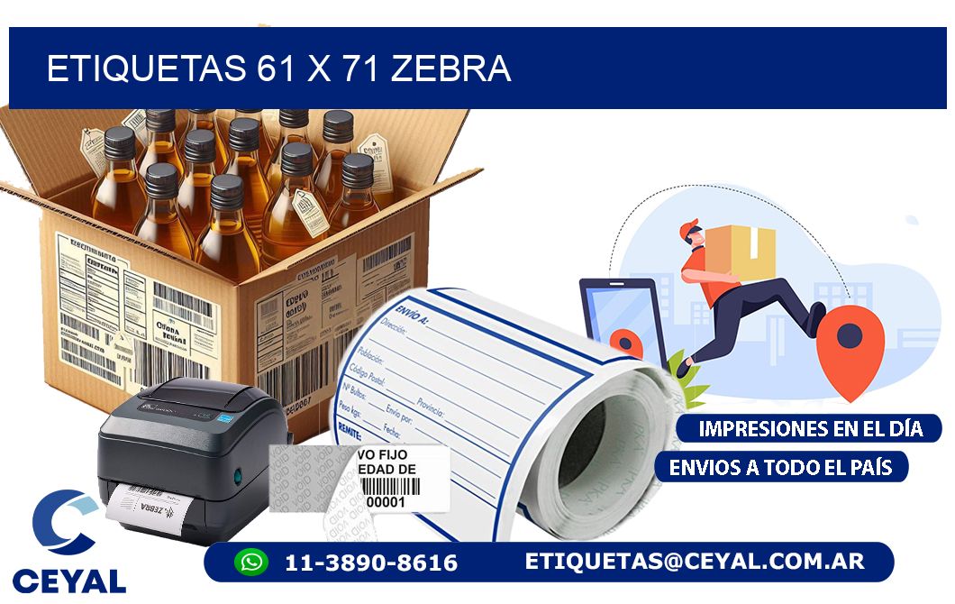 ETIQUETAS 61 x 71 ZEBRA
