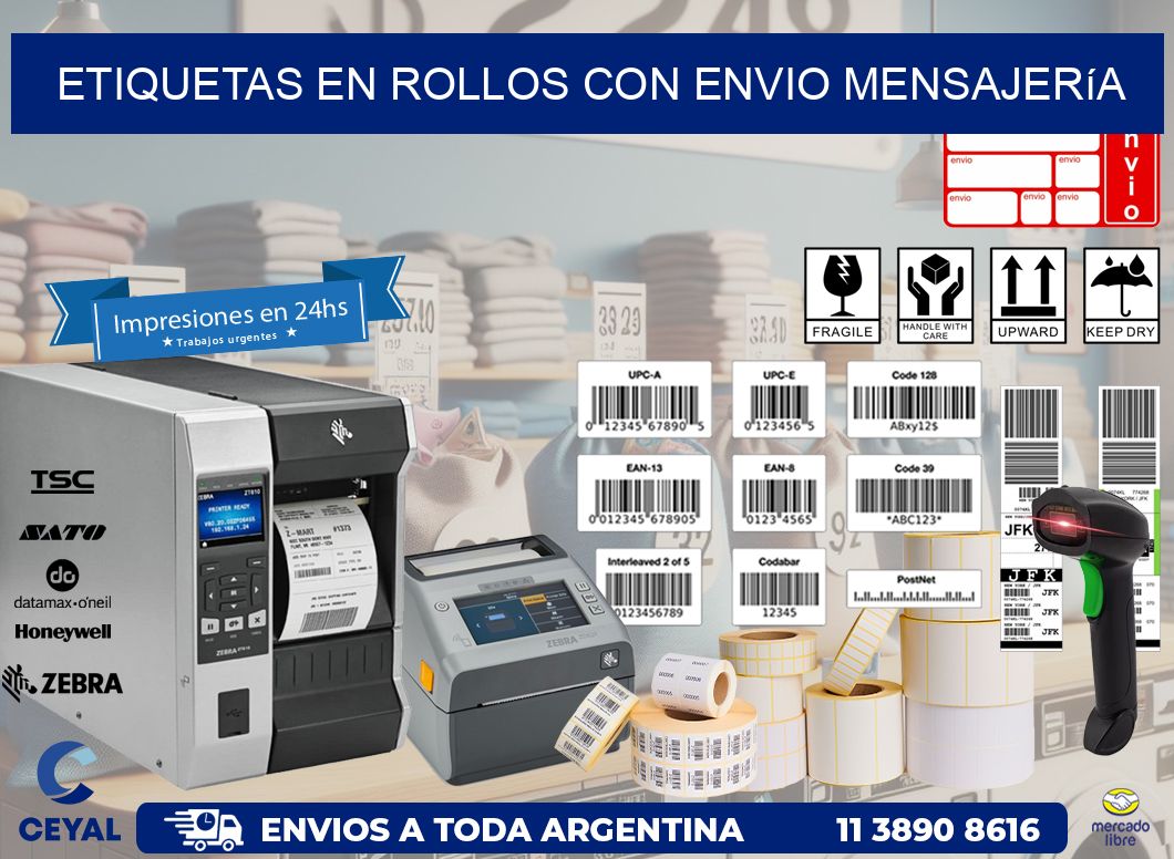 ETIQUETAS EN ROLLOS CON ENVIO Mensajería