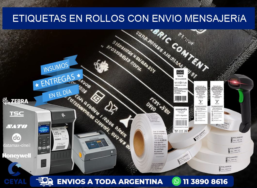 ETIQUETAS EN ROLLOS CON ENVIO Mensajería