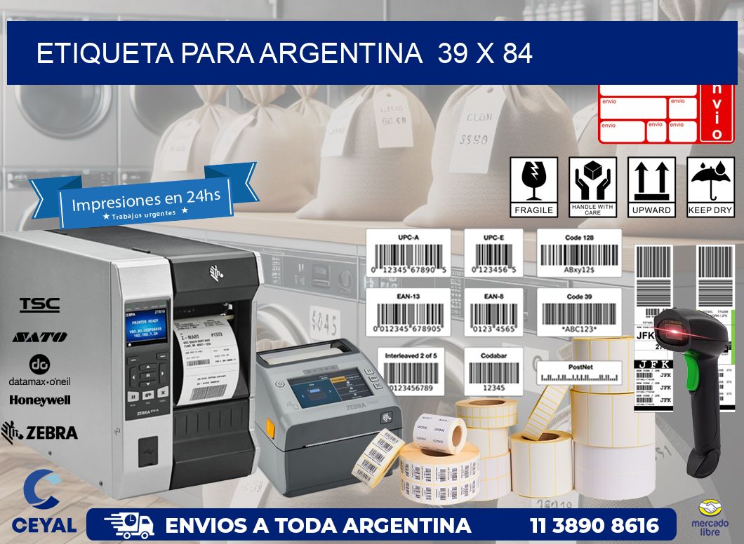 etiqueta para Argentina  39 x 84