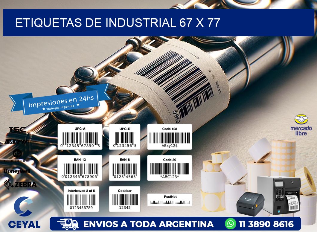 etiquetas de industrial 67 x 77