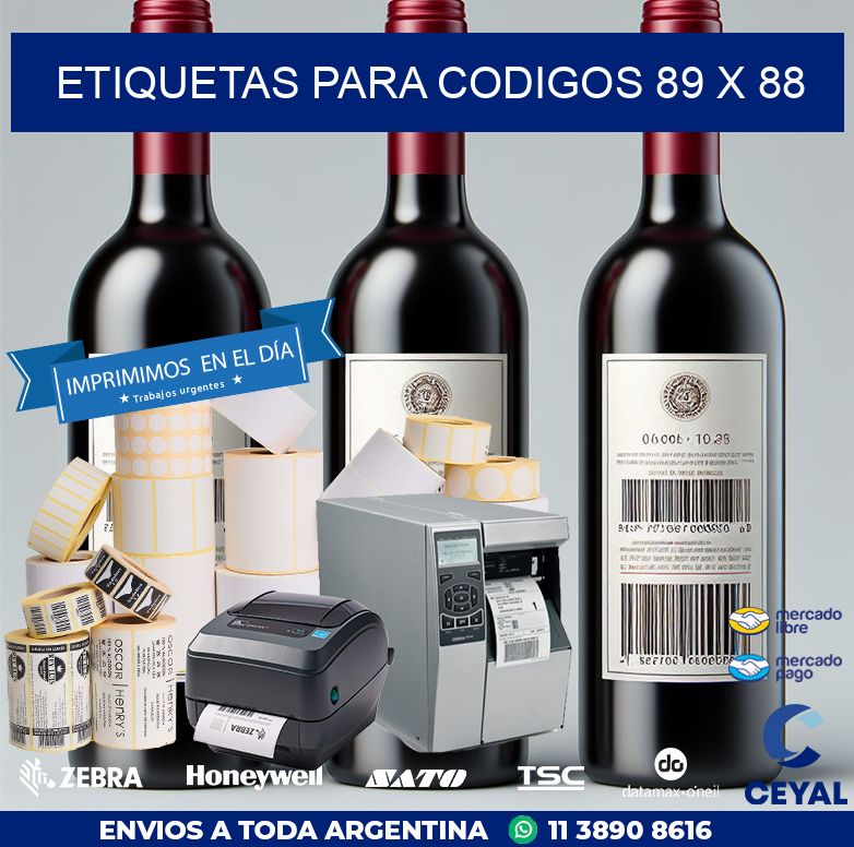 etiquetas para codigos 89 x 88