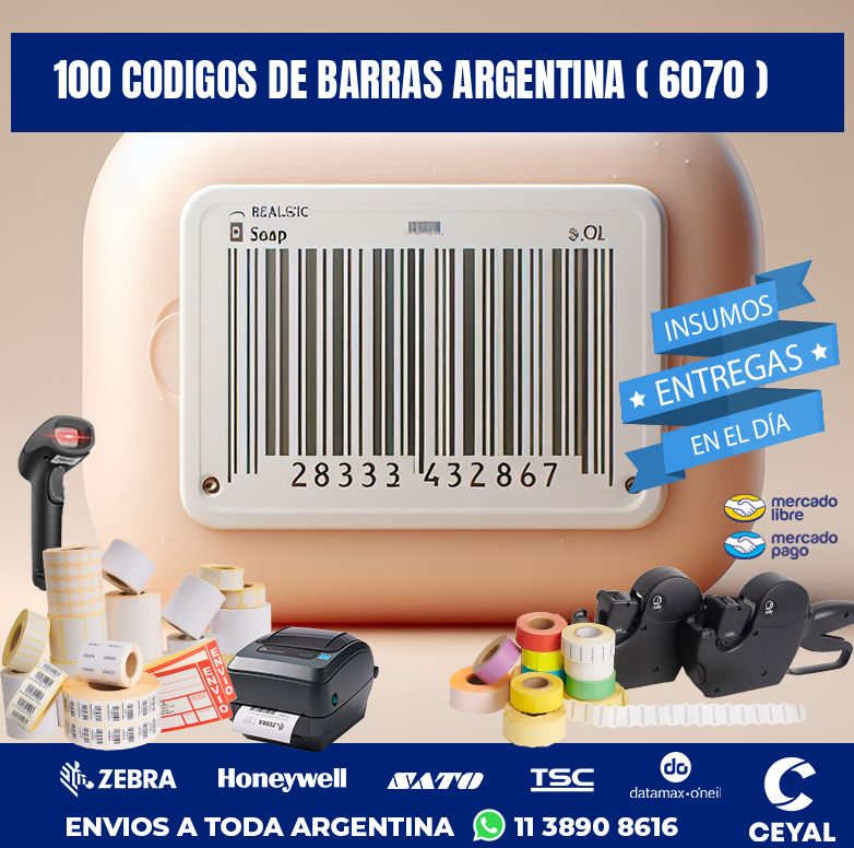 100 codigos de barras argentina ( 6070 )