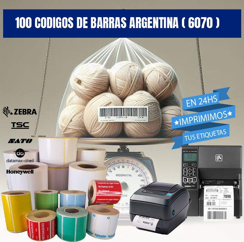 100 codigos de barras argentina ( 6070 )