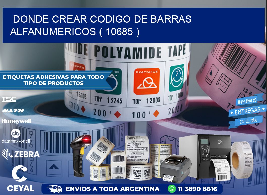 DONDE CREAR CODIGO DE BARRAS ALFANUMERICOS ( 10685 )