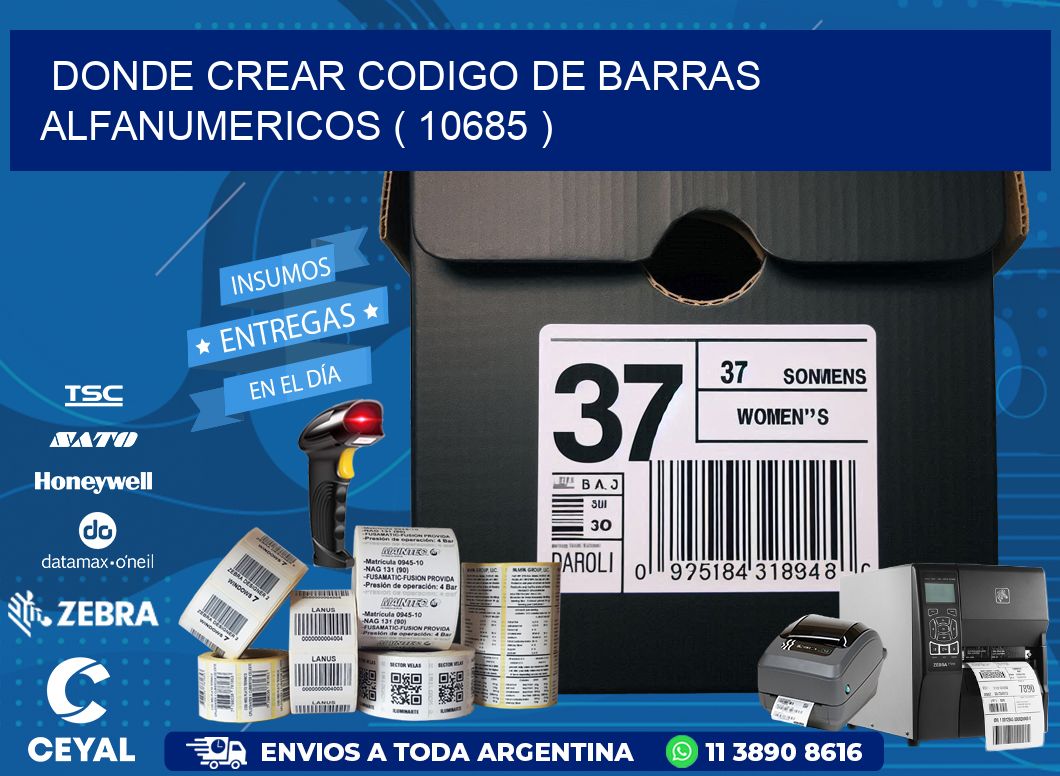 DONDE CREAR CODIGO DE BARRAS ALFANUMERICOS ( 10685 )