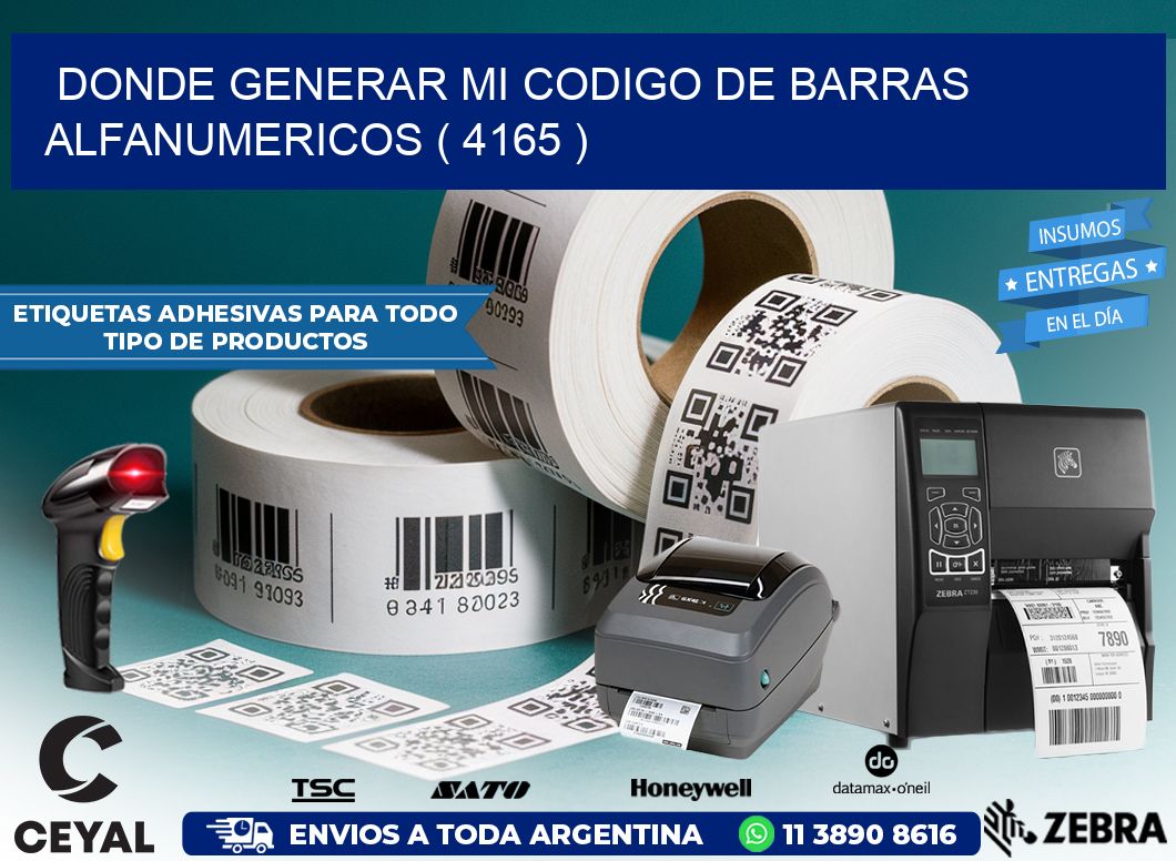 DONDE GENERAR MI CODIGO DE BARRAS ALFANUMERICOS ( 4165 )