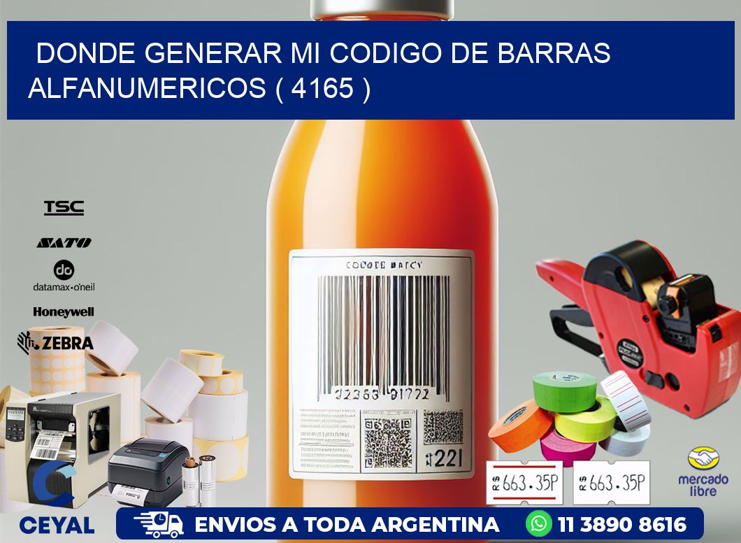 DONDE GENERAR MI CODIGO DE BARRAS ALFANUMERICOS ( 4165 )