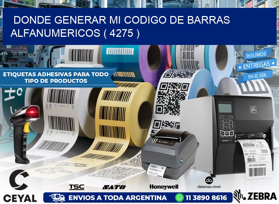 DONDE GENERAR MI CODIGO DE BARRAS ALFANUMERICOS ( 4275 )