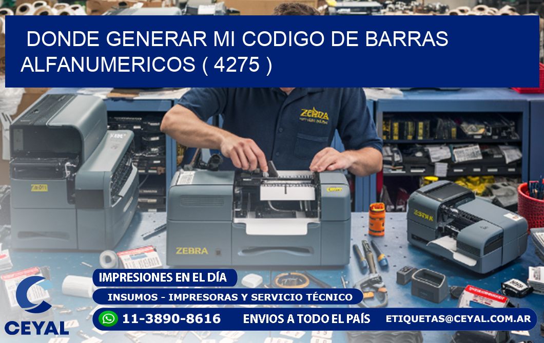 DONDE GENERAR MI CODIGO DE BARRAS ALFANUMERICOS ( 4275 )