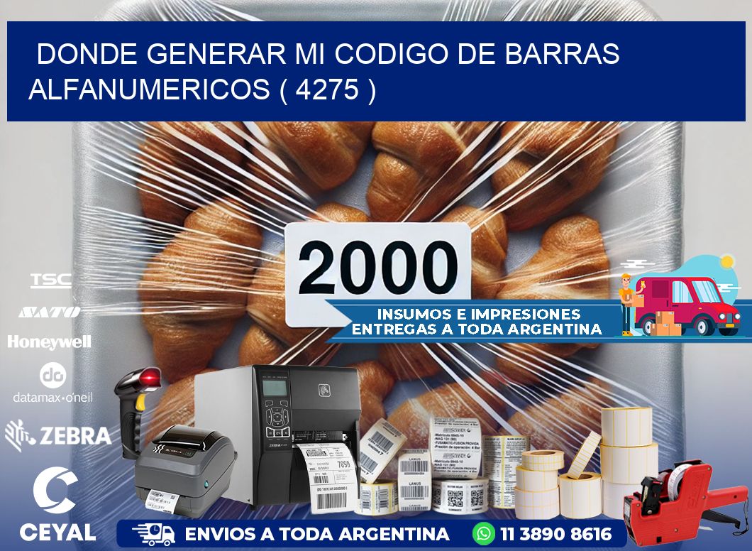 DONDE GENERAR MI CODIGO DE BARRAS ALFANUMERICOS ( 4275 )