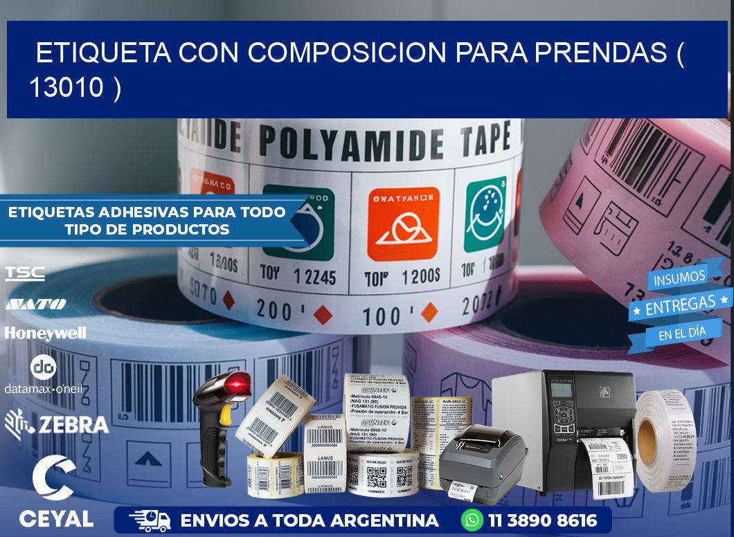 ETIQUETA CON COMPOSICION PARA PRENDAS ( 13010 )